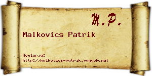 Malkovics Patrik névjegykártya